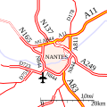 Carte du Réseau routier autour de Nantes