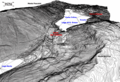 Orografia sistema Lago di Santa Croce - Lago Morto visto da sud-est