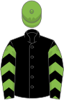 Black, light green and black chevrons on sleeves, light green cap