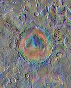 Gale crater - surface materials (false colors; THEMIS; 2001 Mars Odyssey)