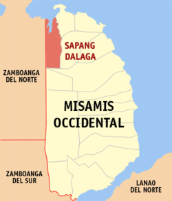 Map of Misamis Occidental with Sapang Dalaga highlighted