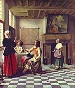 Pieter de Hooch, Épouse et son mari trinquant, 1658.