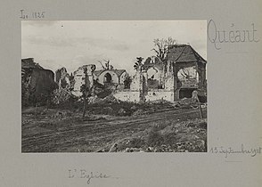 Les ruines de l'église en 1918.