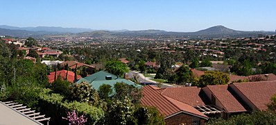 Looking north-west towards the Brindabella Ranges on the left and Gowrie on the right