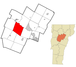 Location in Washington County and the state of Vermont