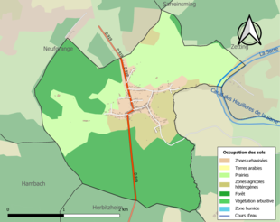 Carte en couleurs présentant l'occupation des sols.