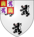 Villaines : D'argent, à trois lions de sable, armés et lampassés de gueules, au franc-quartier écartelé de Castille et de Léon (armorial de Gelre).