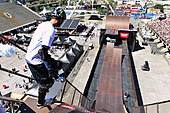 Bob Burnquist dropping in on a mega ramp