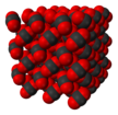 Unit cell of solid carbon dioxide, a molecular solid containing discrete CO2 molecules