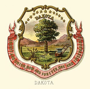 Coat of arms of the Dakota Territory at Historical coats of arms of the U.S. states from 1876, by Henry Mitchell (restored by Godot13)