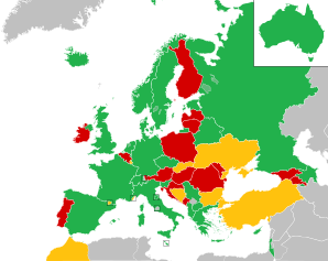 A coloured map of the countries of Europe