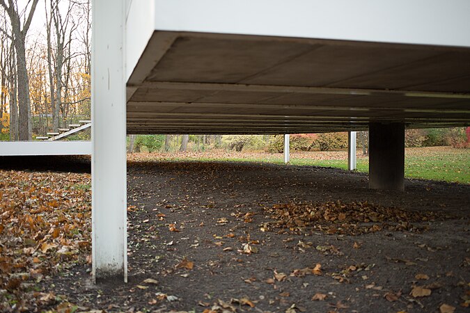 Underside of house. Note the tube in the center of the house designed as a single point of entry for all the buildings utilities.