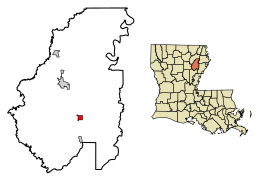 Location of Gilbert in Franklin Parish, Louisiana.