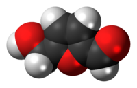 Space-filling model of the hydroxymethylfurfural molecule{{{画像alt2}}}