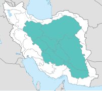 Carte de l'Iran représentant un grand bassin versant endoréique sur tout le centre du pays.