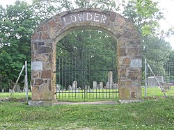 Gate at the Lowder Cemetery, northwest of Springville