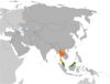 Location map for Malaysia and Thailand.