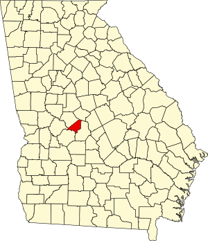 Map of Georgia highlighting Peach County