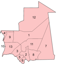 Mapa das regiões da Mauritânia