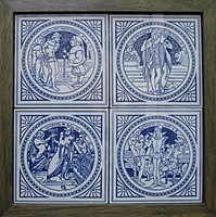Printed Shakespeare tiles, 1872, designed by John Moyr Smith