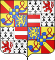 Arms of Rene of Orange-Nassau-Breda (1530-1544) : overall in the center as an escutcheon is the quartered arms of Nassau and Vianden/Breda.