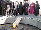 Catholicos Karekin II and Archbishop Rowan Williams during a memorial ceremony