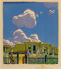 Summer Clouds, 1925, color woodcut