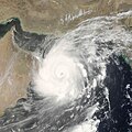 Satellite image of Cyclone Gonu approaching the Arabian Peninsula
