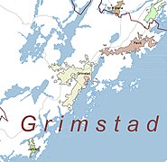 2005 map of the "urban area" of Grimstad.