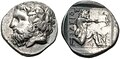 Thasische Drachme, Silber: Dionysos/Herakles, etwa 411-340 v. Chr. (Le Rider: Thasiennes 19), SNG Kopenhagen 780285, (15 mm, 3,61 g)