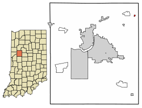 Location of Colburn in Tippecanoe County, Indiana.