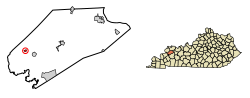 Location of Wheatcroft in Webster County, Kentucky.