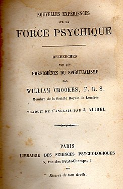Portada de la obra Estudios Científicos de W. Crookes (hacia 1870)