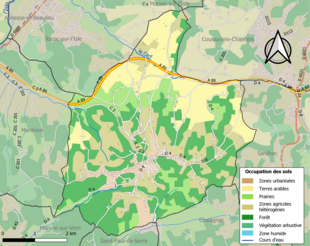 Carte en couleurs présentant l'occupation des sols.