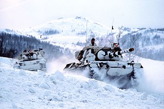 Norwegian Leopard 1A1 tanks participating in a 1982 NATO exercise.