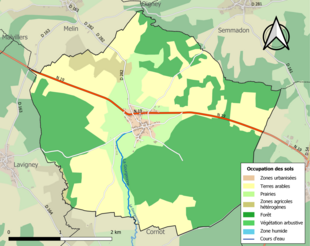 Carte en couleurs présentant l'occupation des sols.