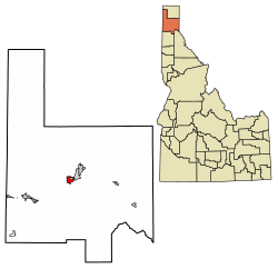 Location of Dover in Bonner County, Idaho.