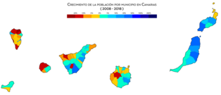 Crecimiento de la población por municipio entre 2008 y 2018