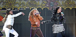 Adrienne Eliza Bailon-Houghton, Sabrina Bryan and Kiely Williams performing in October 2008