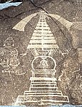 Chilas petroglyphs, Buddhist stupa, circa 300–350 CE based on paleography[35]