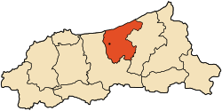 Map of Jijel Province highlighting Chekfa District