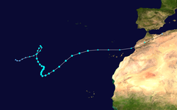 Parcours de la tempête tropicale Delta