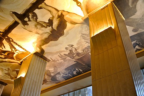 Detalhe de Tempo, 1941. Mural no teto do lobby do Rockefeller Center pelo pintor espanhol Josep Maria Sert