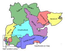 Map of parliamentary constituencies in Essex 1918–1945