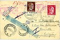 1943 postcard; Nazi propaganda postmark reads Heimkehr ins Großdeutsche Vaterland ("Return to the Grand German Fatherland")