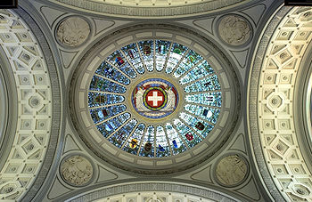 Le hall de la coupole du Palais fédéral à Berne (détail plafond)