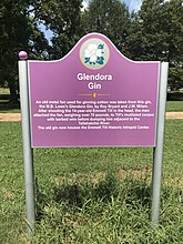 Glendora Gin history sign. Here Milam and Bryant got the fan they used to weigh down Till's body, to sink it in the Tallahatchie River.