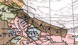 Territory of the Kingdom of Nepal in 1805