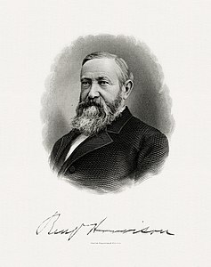 Benjamin Harrison, by the Bureau of Engraving and Printing (restored by Godot13)