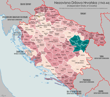 a map of the NDH highlighting an area in the eastern part of Bosnia where the division operated